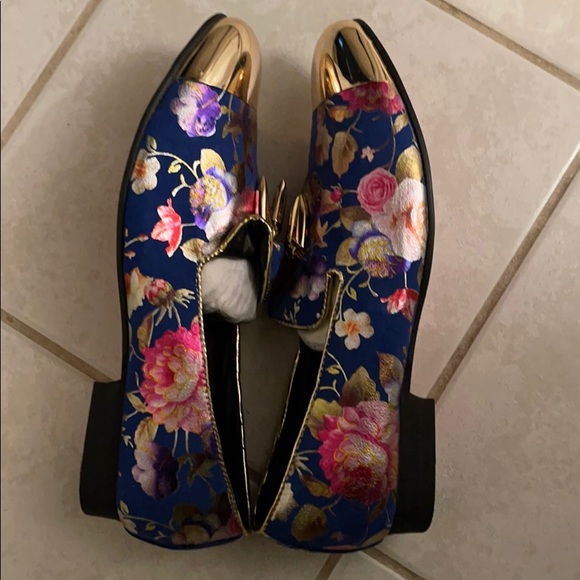 Floral Blue Red Bottom Loafers Sz 43 US Sz 9.5-10 main image 7